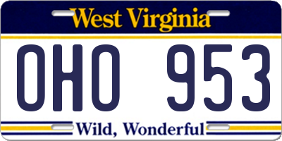 WV license plate OHO953