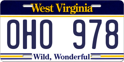 WV license plate OHO978