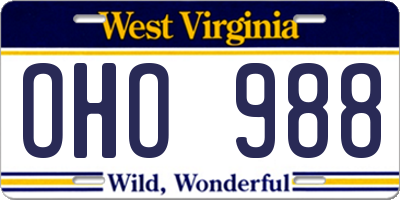 WV license plate OHO988