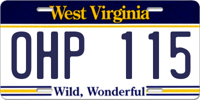 WV license plate OHP115