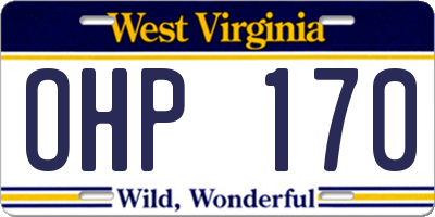 WV license plate OHP170
