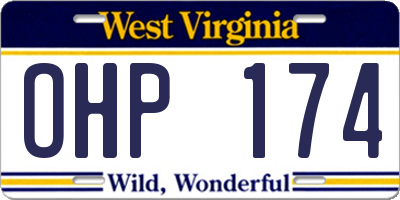 WV license plate OHP174