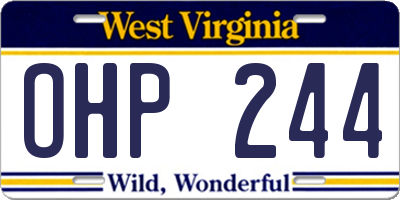 WV license plate OHP244