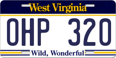 WV license plate OHP320