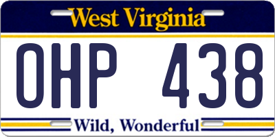 WV license plate OHP438