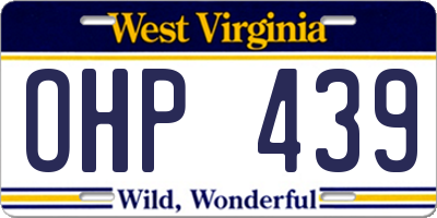 WV license plate OHP439