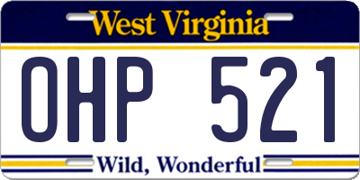 WV license plate OHP521