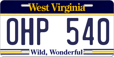 WV license plate OHP540