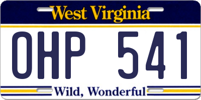 WV license plate OHP541