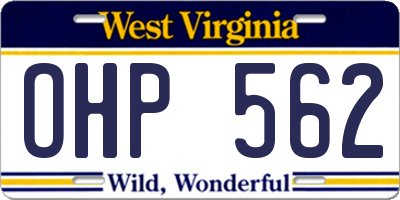 WV license plate OHP562