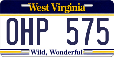 WV license plate OHP575