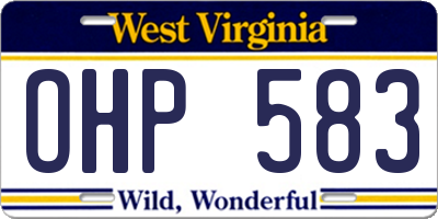 WV license plate OHP583