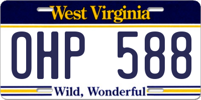 WV license plate OHP588
