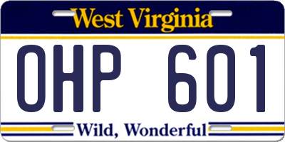 WV license plate OHP601