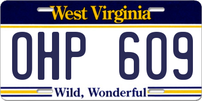 WV license plate OHP609