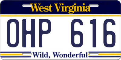 WV license plate OHP616