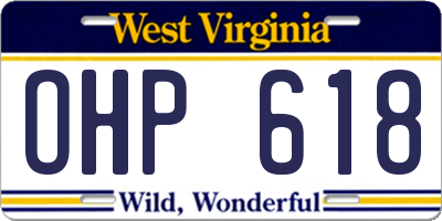 WV license plate OHP618