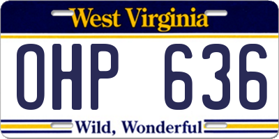 WV license plate OHP636