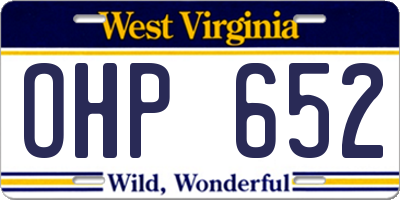 WV license plate OHP652