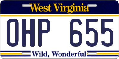 WV license plate OHP655
