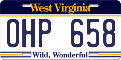 WV license plate OHP658