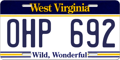 WV license plate OHP692