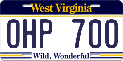 WV license plate OHP700