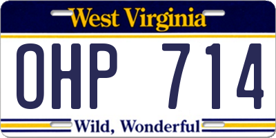 WV license plate OHP714