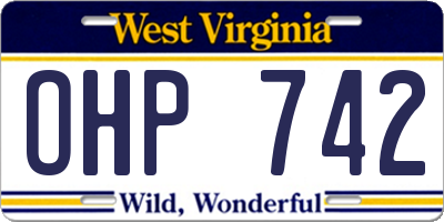 WV license plate OHP742