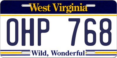 WV license plate OHP768