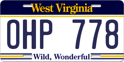 WV license plate OHP778