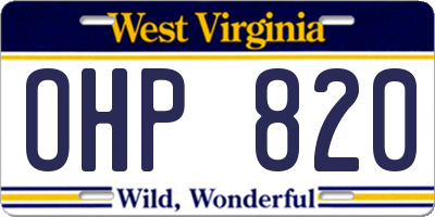WV license plate OHP820