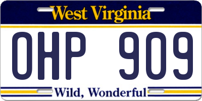 WV license plate OHP909