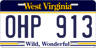 WV license plate OHP913