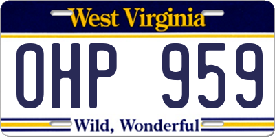WV license plate OHP959
