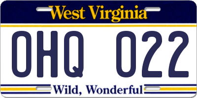 WV license plate OHQ022