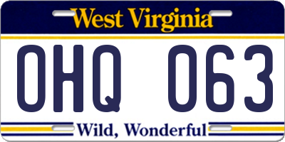 WV license plate OHQ063