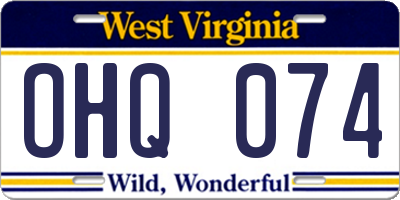 WV license plate OHQ074