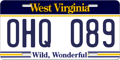 WV license plate OHQ089