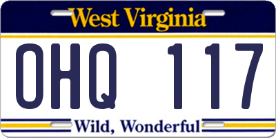 WV license plate OHQ117