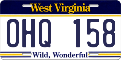 WV license plate OHQ158
