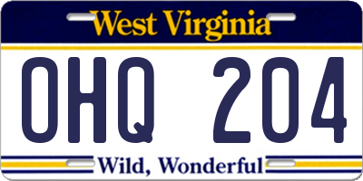 WV license plate OHQ204