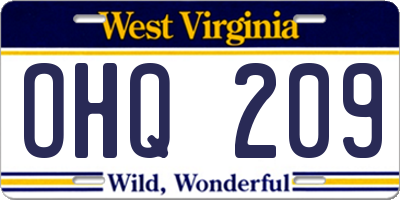 WV license plate OHQ209