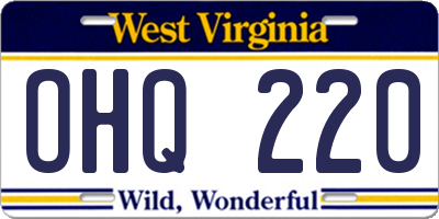 WV license plate OHQ220