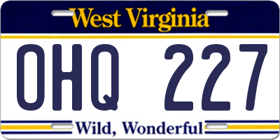 WV license plate OHQ227