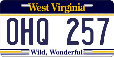 WV license plate OHQ257