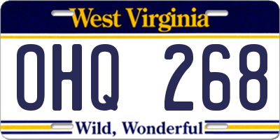 WV license plate OHQ268