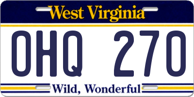 WV license plate OHQ270