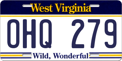 WV license plate OHQ279