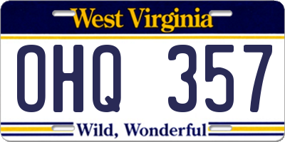 WV license plate OHQ357